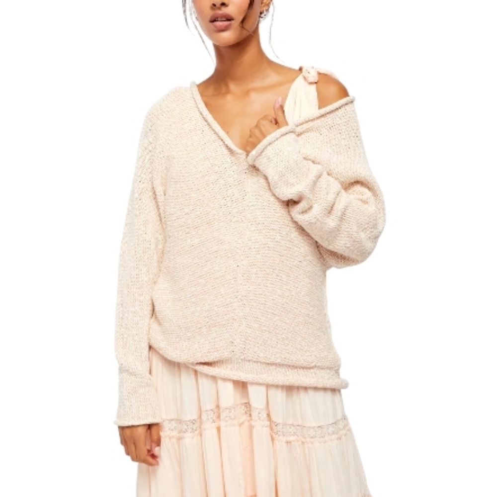Free People Bright Lights Sweater Cream Women's Small